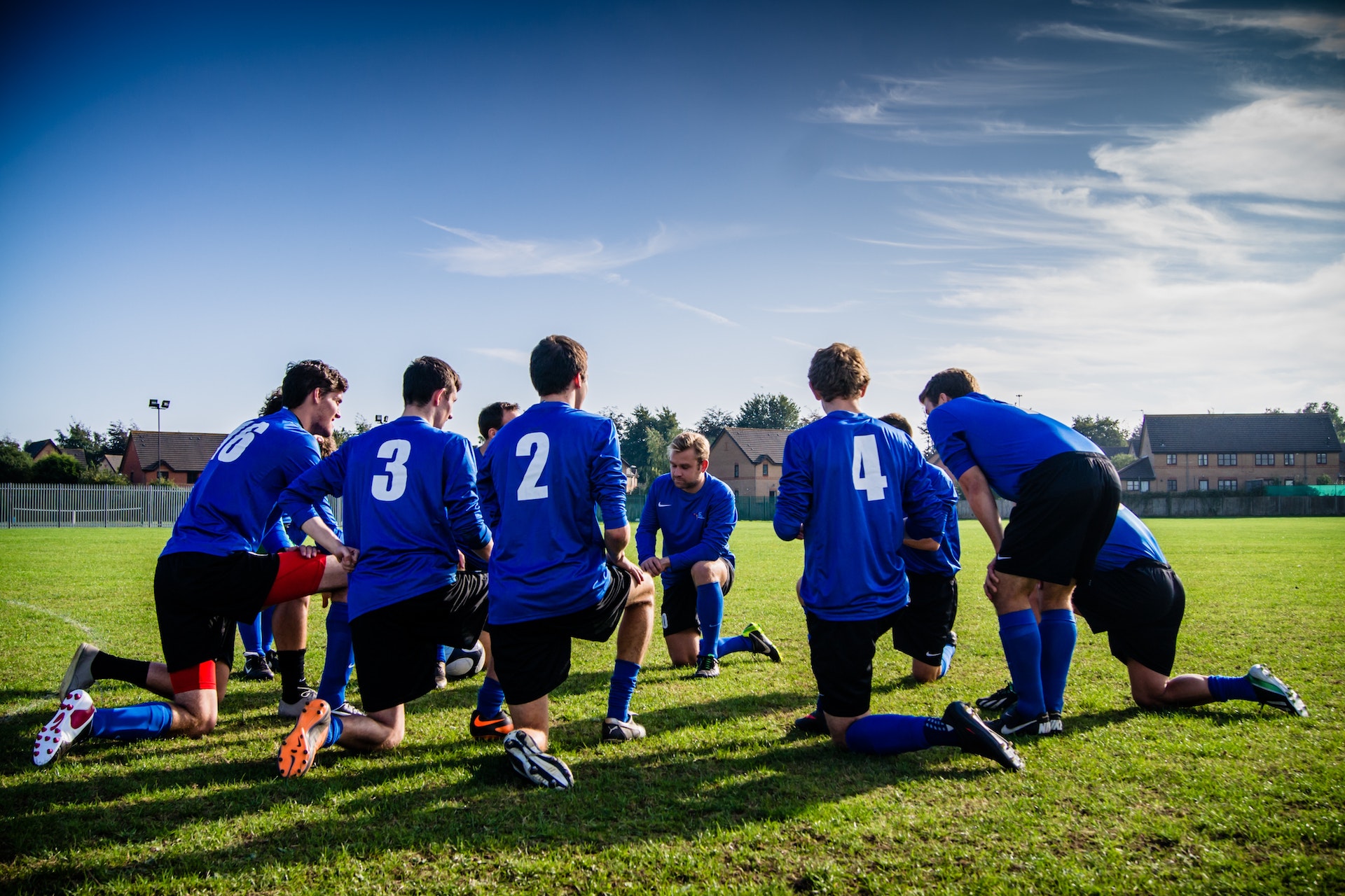 Amateur football team in a meeting before a match