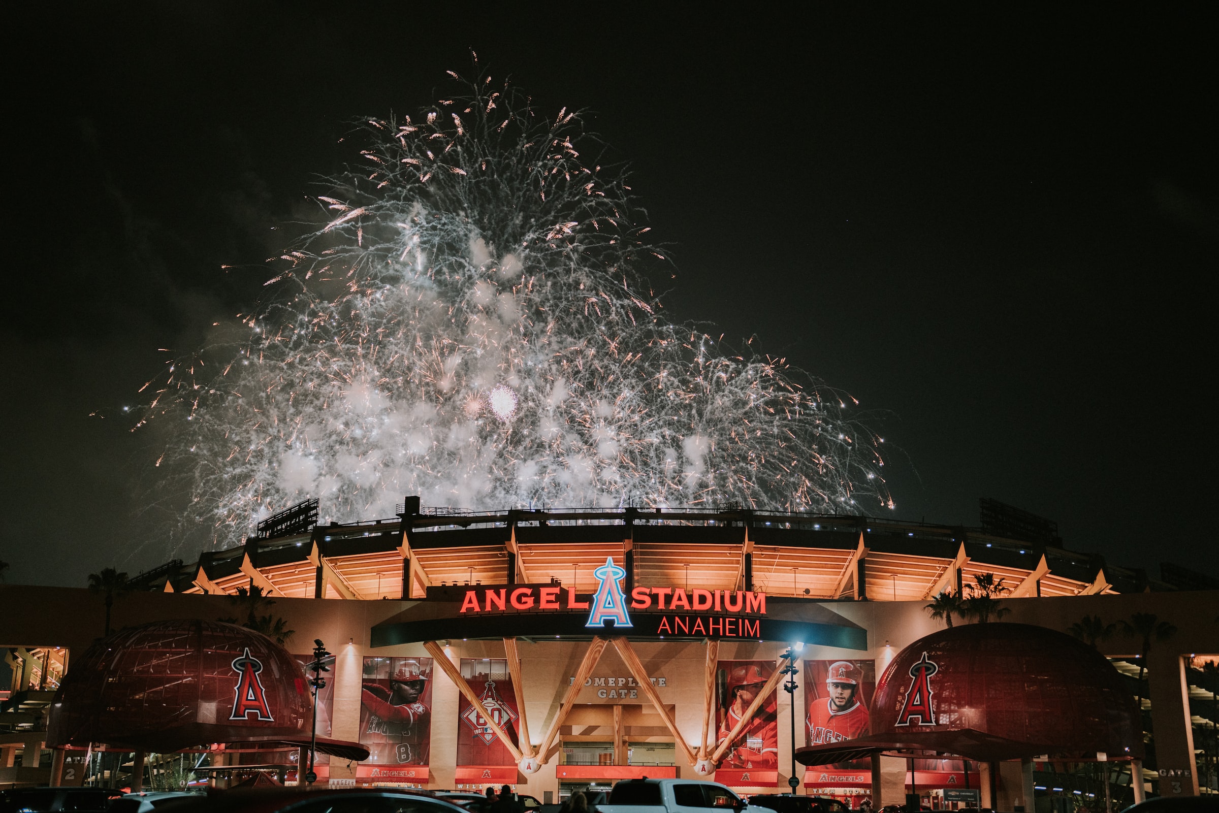 Angel Stadium In Anaheim Celebrating a victory