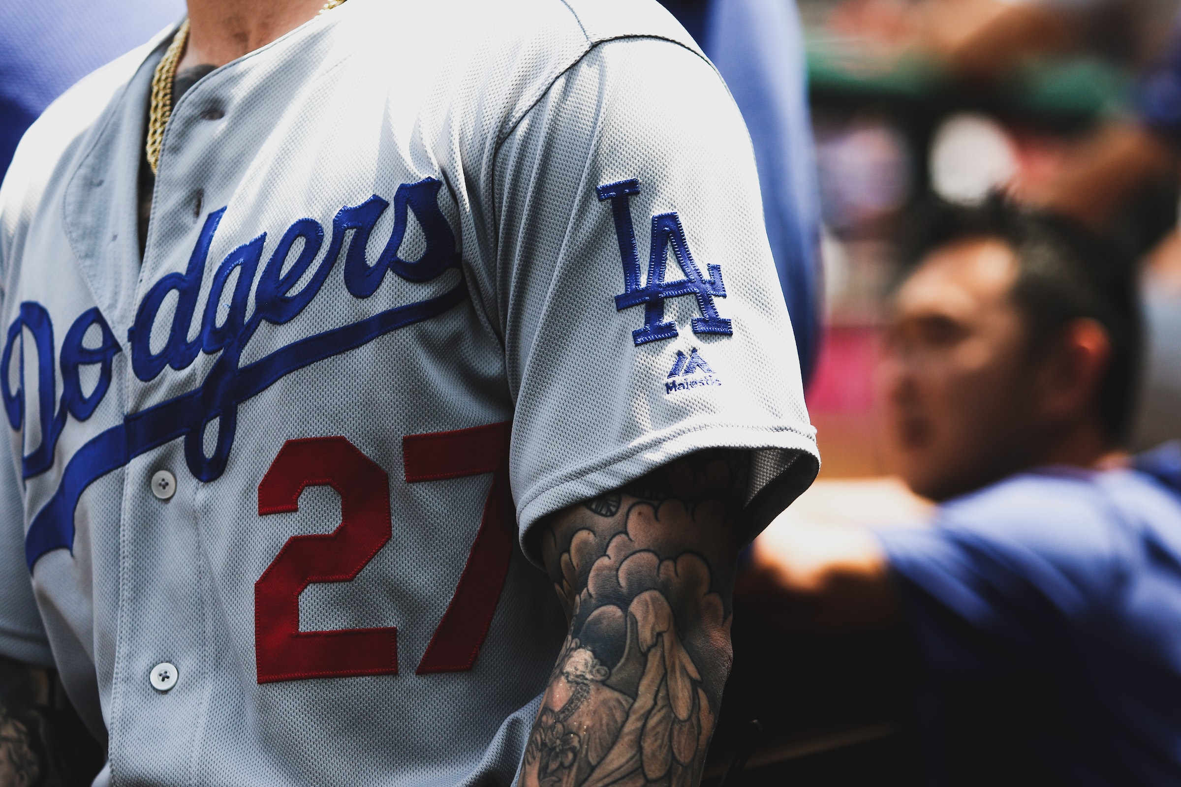 Los angeles dodgers player with his uniform