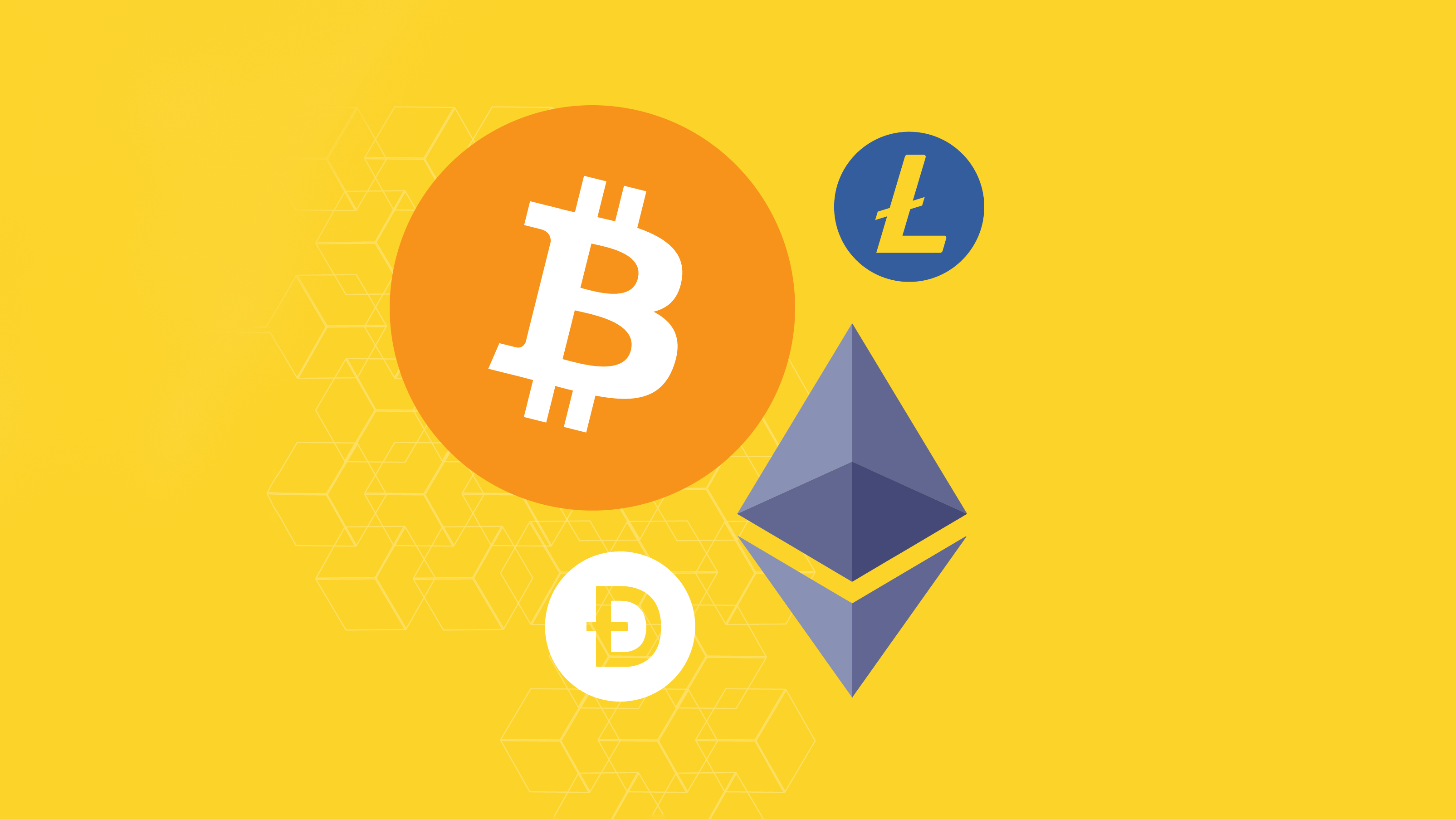 Litecoin bitcoin ethereum and dashcoin symbols