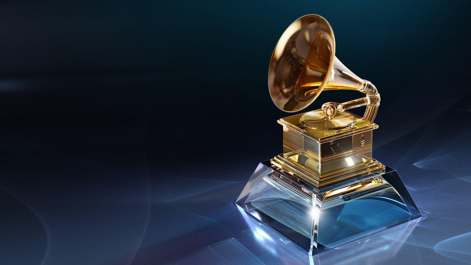 The prestigious Grammy award on a glass base