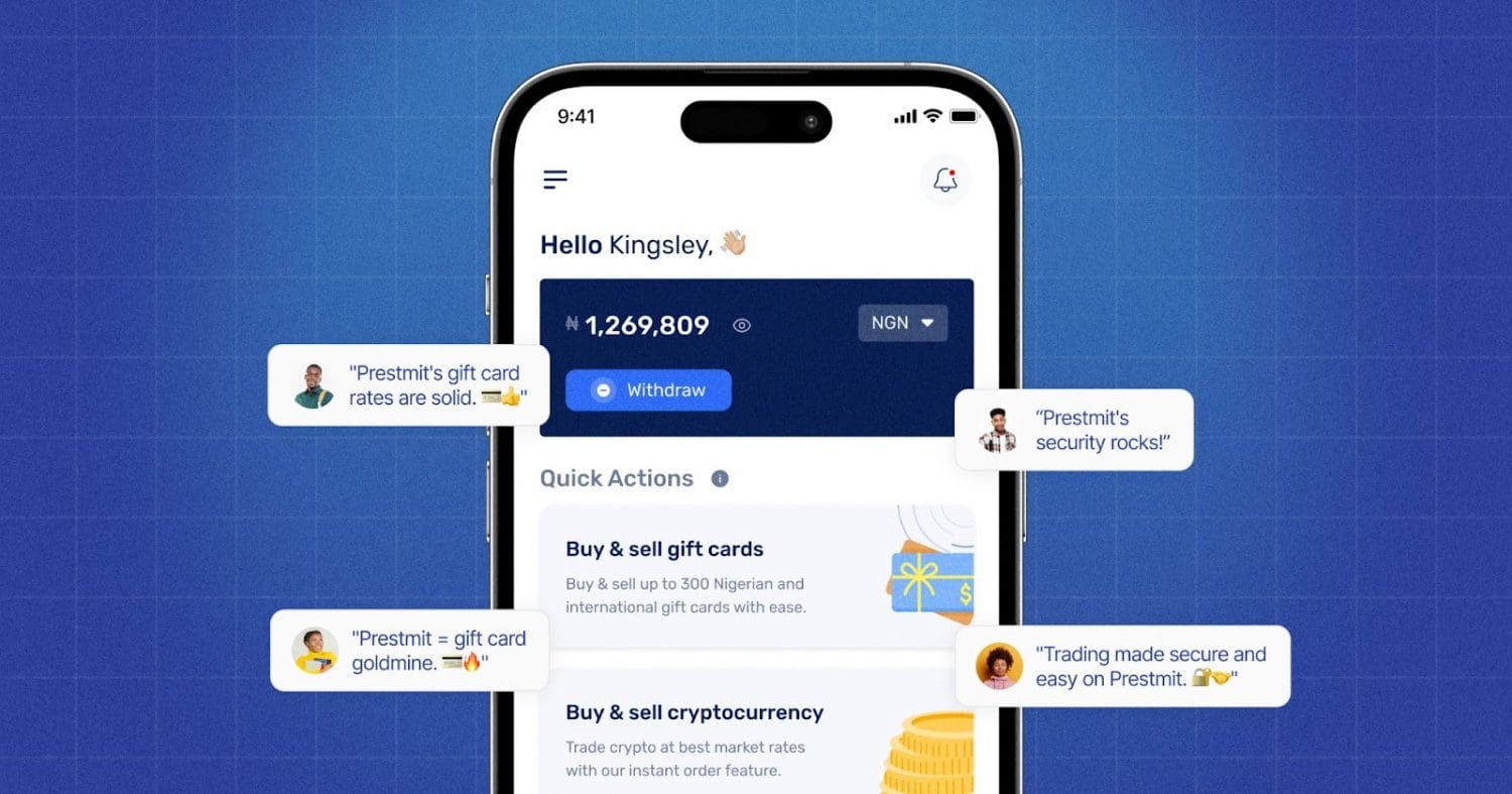 Prestmit app interface showing tools for mobile app development
